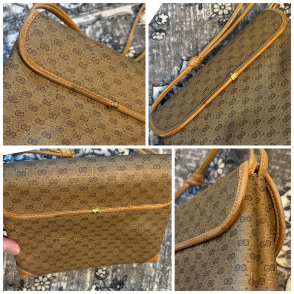 Gucci AUTHENTIC Vintage Tan Micro GG Monogram Small Crossbody Bag Purse - Picture 7 of 16